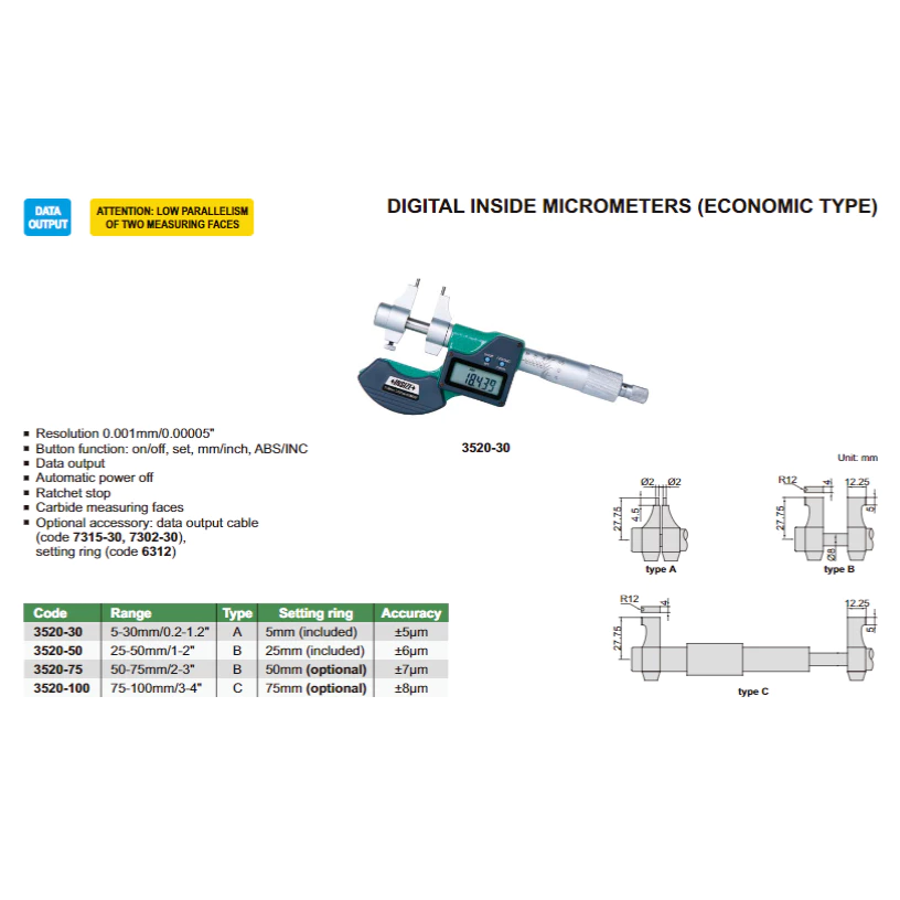 Insize Digital Inside Micrometers 3520-30 (Economic Type) thumbnail 2